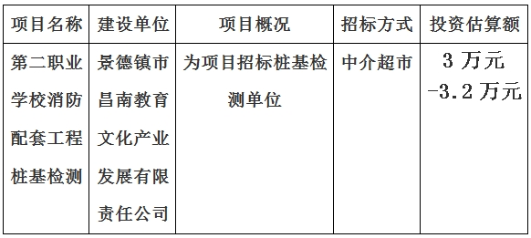 第二職業(yè)學(xué)校消防配套工程樁基檢測項(xiàng)目計劃公告